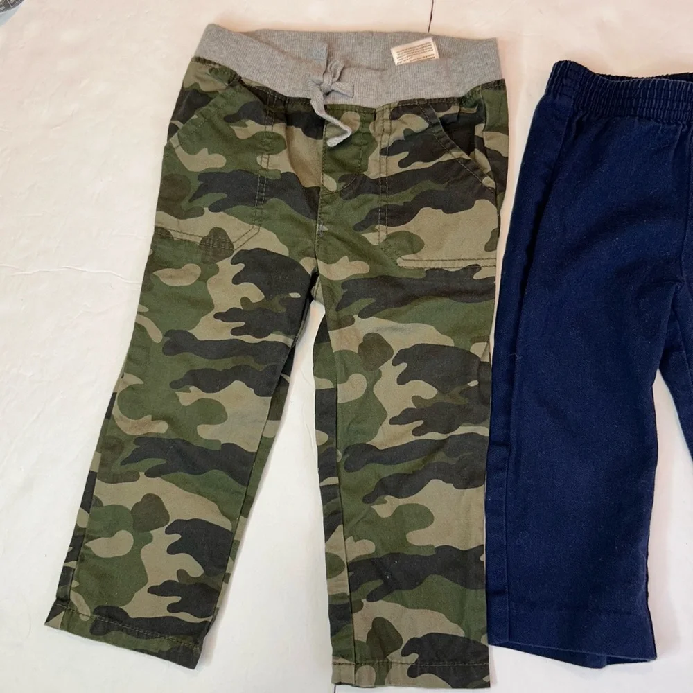 Old Navy Green Camouflage& Blue Van Heusen Kids Joggers pants size 12 /18-24M
